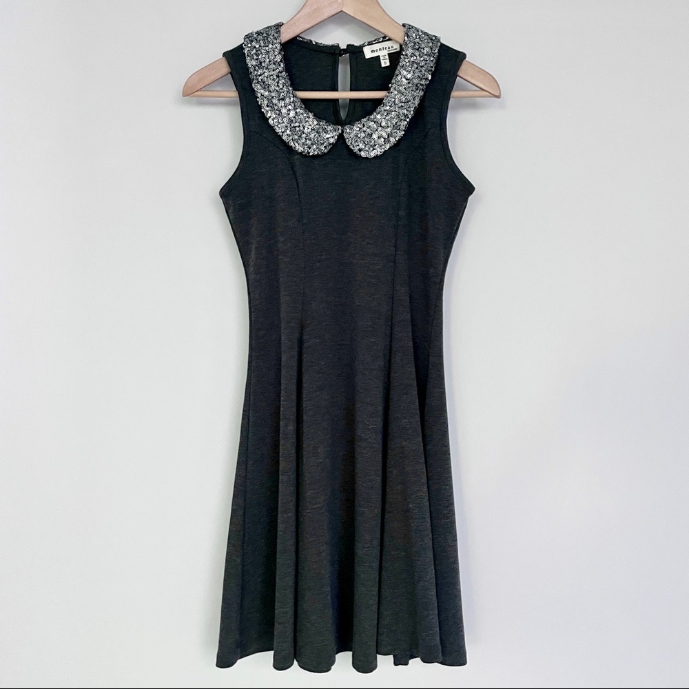 Monteau Sequined Peter Pan Collar Dress